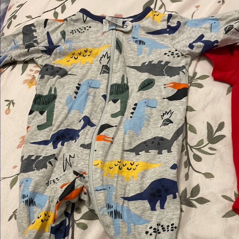 Gerber Dinosaur Print Footie - Gray, Blue, Yellow